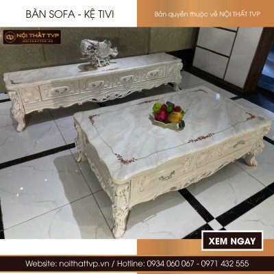 Combo bàn sofa kệ ti vi tân cổ điển nhập khẩu- TVPBK2022