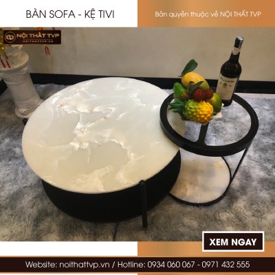 Bàn sofa đôi khung thép mặt đá nhập khẩu TVP 32035