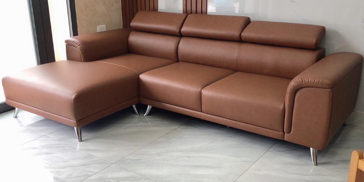 Bàn giao sofa góc L bọc da và bàn sofa đôi nhập khẩu khách quận 11 Tp. Hồ Chí Minh