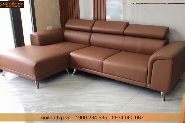 Bàn giao sofa góc L bọc da và bàn sofa đôi nhập khẩu khách quận 11 Tp. Hồ Chí Minh