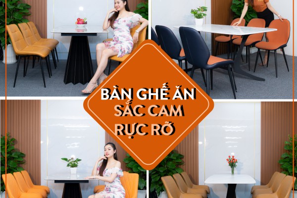 Gợi ý 4 mẫu bàn ghế ăn với sắc cam rực rỡ đầy tinh tế