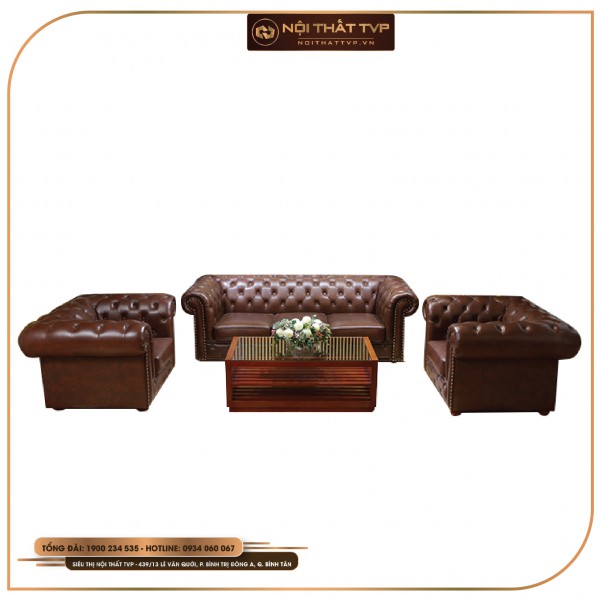 Sofa bộ Chesterfield bọc da Microfiber cao cấp TVP - B08