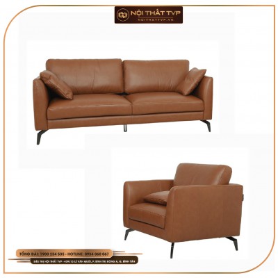 Sofa bộ Square bọc da cao cấp, chân kim loại chống trượt, khung gỗ TVP - B16